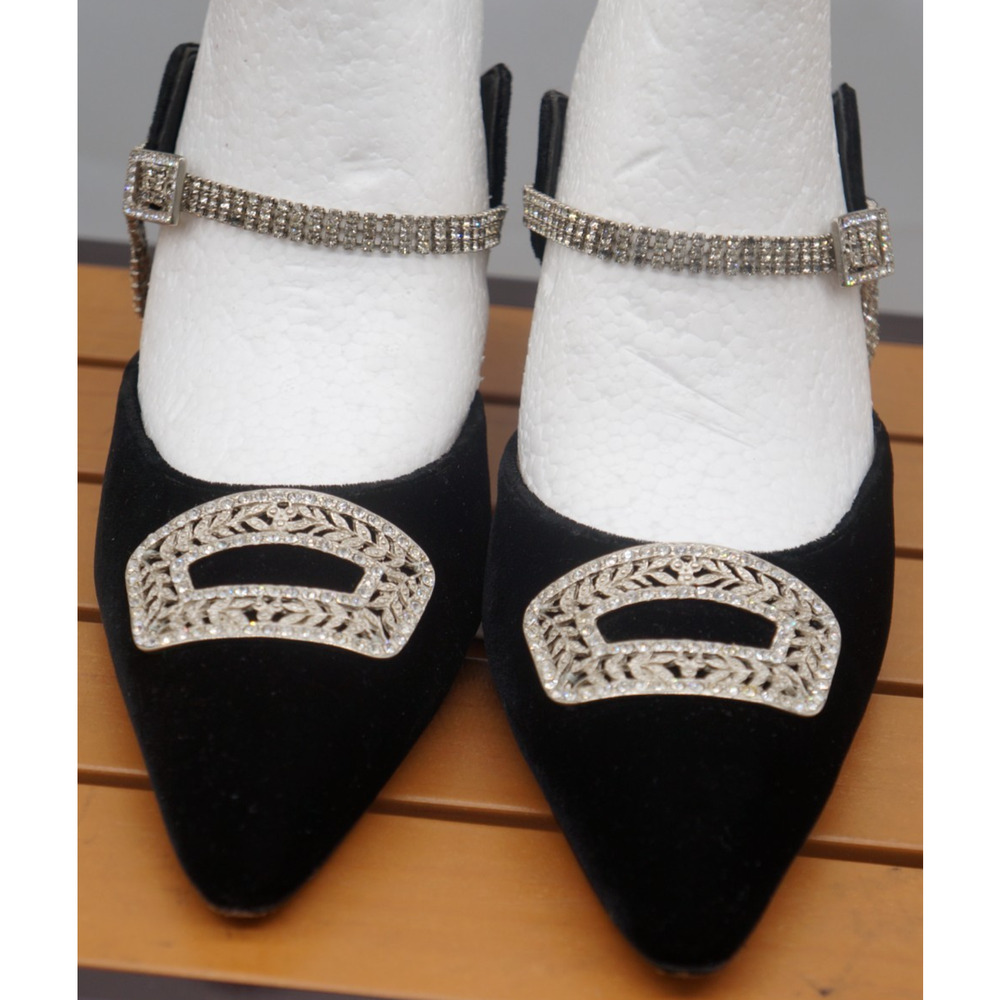 Manolo Blahnik RARE velvet high heels shoes with crystals size 38 EU / 8 US - Picture 3 of 14